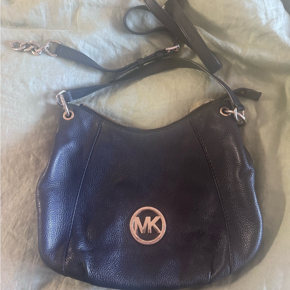 Michael Kors Black Leather Crossbody Bag/shoulder bag